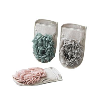 China EXFOLIATE High Quality Moroccan Bath Cleanser Exfoliating Shower Brush Sponge Scrubber Glove With Mesh Flower for sale