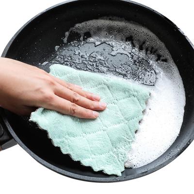 China Kitchen Super Viable Absorbent Non-stick Cloth Dish Cleaning Dish Cloth Dishcloth Print Oil Microfiber Cleaning Tools for sale