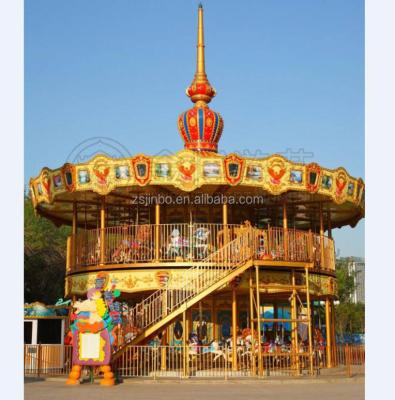 China amusement park luxury double layer carousel horse ride 68 seats carousel horse for sale