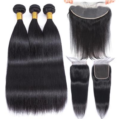 China Cheap Wholesale Soft Natural Color Virgin Cuticle Aligned Peruvian Hair 3 Bundles With Closure for sale