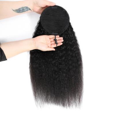 China Soft Curly Straight Virgin Drawstring Ponytail Human Hair Brazilian Cuticle Remy Hair for sale