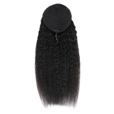 China Soft Quality Malaysian Remy Human Hair Drawstring Ponytail Curly Straight Wrap Around Ponytail Hair Extensions for sale