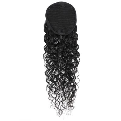 China Soft Wholesale Brazilian Hair Vendors, Brazilian Virgin Hair Extension, Drawstring Water Wave Ponytail Hair For Black Women for sale