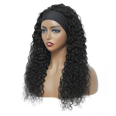 China Deep Wave Headband None Lace Up Wigs For Black Women Deep Wave Machine Made Natural Color for sale