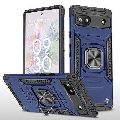 China Shockproof 2 IN 1 Ring Holder Mobile Phone Case For Google 6A 5G Cell Phone Hard Cover Cases For Google Pixel 6A Kickstand Covers for sale