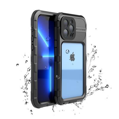 China 2021New Design 13 Pro Standard Waterproof Shockproof IP68 Anti-drop Case Metallic Phone For Swimming/Hiking With Built-in Screen Protector for sale