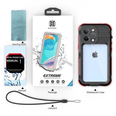 China Shellbox Pro New Products 13 Shockproof Waterproof Aluminum Metal Phone Case For iPhone For Extreme Sports With Built-in Screen Protector for sale