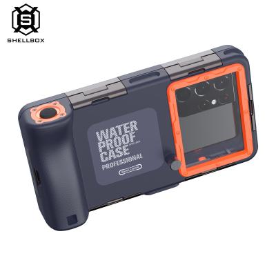 China High Quality Shockproof Orange Color IP68 Certified 15 Meters Waterproof Diving Phone Case Shell For Samsung /IPhone With Lanyard for sale