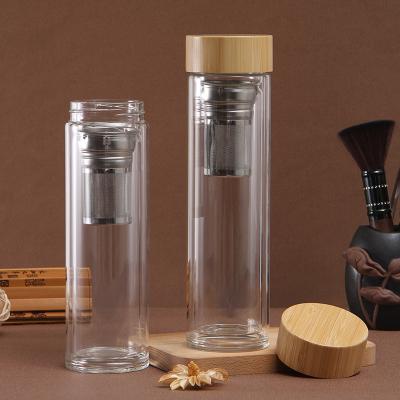 China 2022 Products PORTABLE Hot Luxury Water Bottle Double Wall Glass Water Bottle With Filter Glass Bottle for sale