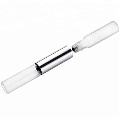 China Personal Care Unique Surface Printing Round Clear Glass Cosmetic Airless Roll On Bottle 5ml For Essential Oil for sale