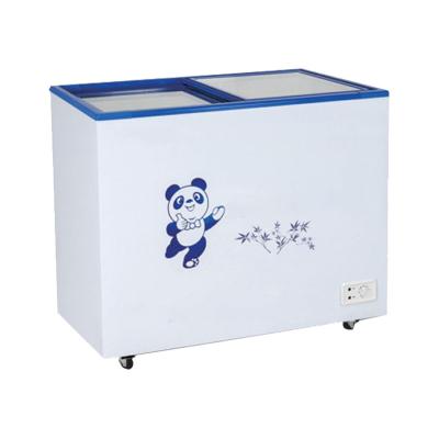 China 280L Commercial Double-temperature Freezer Glass Door Gelato Display Cryogenic Cola Ice Cream Chest Freezers Sliding Cabinet for Supermarket for sale