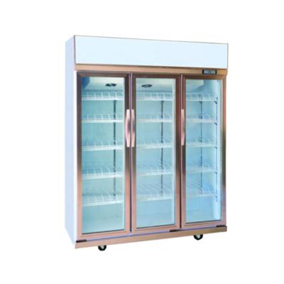 China Single-temperature Supermarket Beverage Commercial Cabinet KCE Three Doors Glass Freezers And Refrigerators With Fan Cooling for sale