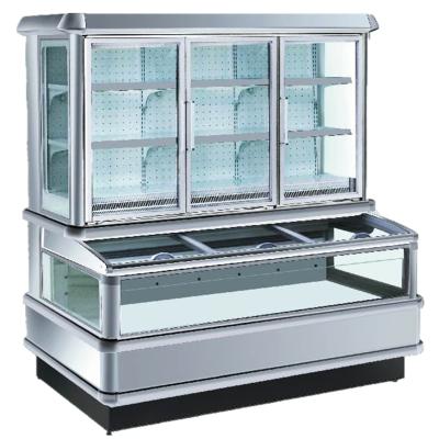 China Single-temperature display child-mother assembled vegetables meat fish refrigerator for sale