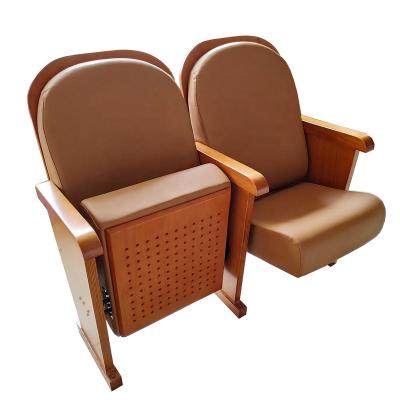 China Lecture Hall Traditional School Theater PU Leather Chair Auditorium Chair Modern Wood Folding Church Chair for sale