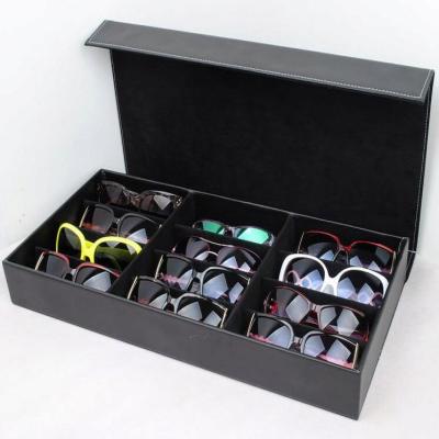 China Popular Decoration PU Sunglasses Show Rack Sunglasses Display Cabinet Case Storage Box for sale