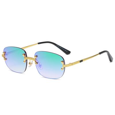 China Luxury women sunglasses unisex metal sun glasses fashion shading 2022 rimless glass sunglasses for men for sale