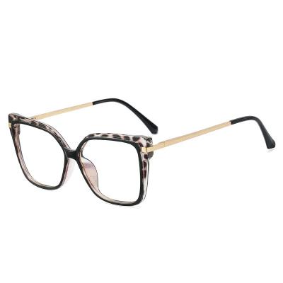 China For Reading Glasses 2022 Square TR90 Metal Women Glasses Frame Fashion Women Leopard Pink Light Anti-blue Light Frame Computer Optical Glasses for sale