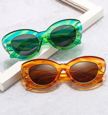 China Fashion sunglasses orange designer round frame retro cat eye sunglasses high quality bold sunglass 2021 for sale