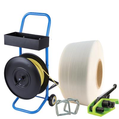 China Strapping set composed of manual combine one wrapper include strapping tensioner strapping dispenser and buckle for sale