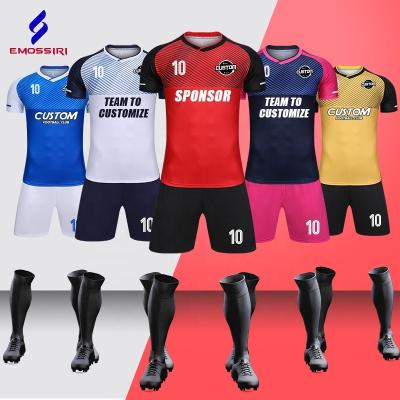 China Sets Wholesale Custom Cheap Adults Plain Football Uniforms Polyester Soccer Jerseys Breathable Quick Dry Soccer Jersey Sets For Men for sale