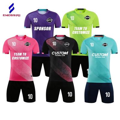 China Sets Customize Breathable 100% Black Polyester Fabric Football Uniform Season News Soccer Jersey Short Sleeve Shirts For Men for sale