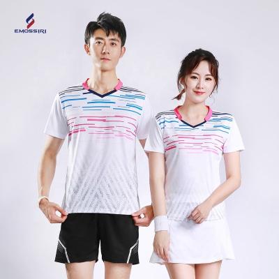 China New polyester badminton shirts men women outdoor running shirts fitness gym tennis t-shirts unisex ping pong shirts for sale