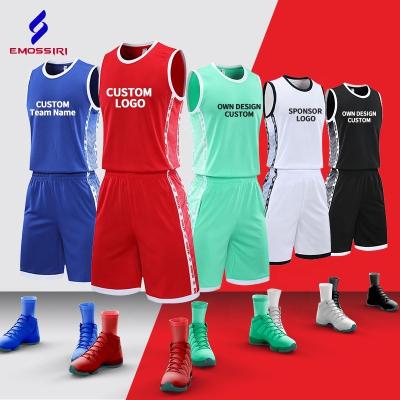 China Breathable 100% Polyester Basketball Uniform Custom Made Mens Retro Basketball Tank Tops Sets Quick Dry Basketball Clothes For College Team for sale