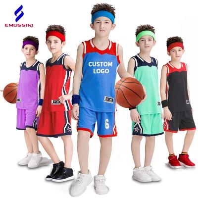 China Wholesale Breathable Cheap Boys Basketball Uniform Set Custom Made High Quality Kids Basketball Shirt Breathable Basketball Tank Top For Kids for sale