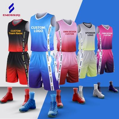 China Custom Breathable Polyester Basketball Shirt Cheap Adults Basketball Uniform Sets Men's Breathable Mesh Basketball Jersey Plus Size Shirts for sale