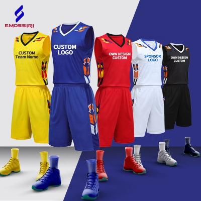 China Custom Wholesale Breathable Youth Team Basketball Jerseys Set Mens Breathable College Basketball Shirt Quick Dry Uniform for sale