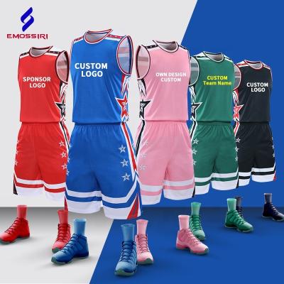 China Custom Breathable Men Basketball Uniform Sets Full Print Professional Basketball Jersey Breathable Basketball Shirt For Youth for sale