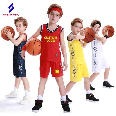 China Wholesale High Quality 100% Polyester Breathable Kids Basketball Uniforms Custom Mesh Throwback Breathable Basketball Jersey For Kids for sale