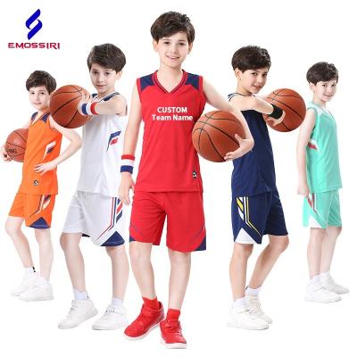 China Custom Breathable Kids Basketball Tank Top Elementary School Basketball Uniform Set Breathable Sleeveless Shirt Short Basketball Shirt For Boy for sale