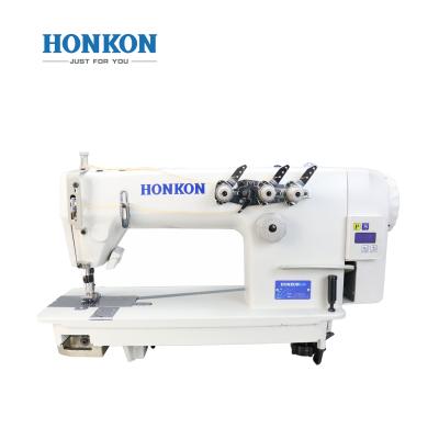 China HK-3800-3D Garment Three Needle Chainstitch Lockstitch Sewing Machine for Shirts, Sportswear, Shoes and Hats, with Puller Device for sale