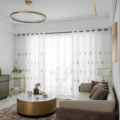 China Hot Modern European Style Ready Made Curtain Long Curtain Blackout Sale Custom Solid Embroidery in flaxen for sale