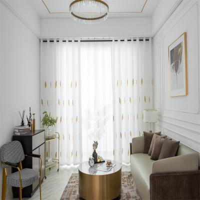 China Hot Modern European Style Ready Made Curtain Long Curtain Blackout Sale Custom Solid Embroidery in flaxen for sale