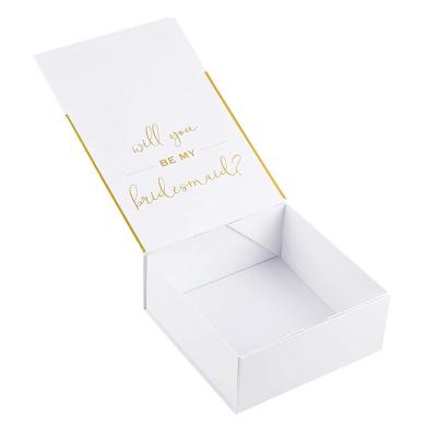 China Recycled Materials Wholesale Printed Magnetic White Paper Box Gold Stamping Paper Jewelry Box Factory Supply Packaging Box for sale