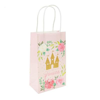 China Recyclable High Quality Pink Paper Wedding Gift Wrapping Paper Bag Twisted Handle With Bow for sale