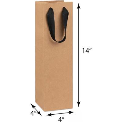 China New Recyclable Creative Brown Paper Packaging Red Wine Champagne Bottle Bags Gift Paper Bag With Handles for sale