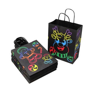 China Wholesale Customized Customized Cute Designs Recyclable Kraft Paper Bag Shopping Kraft Paper Black Bag for sale