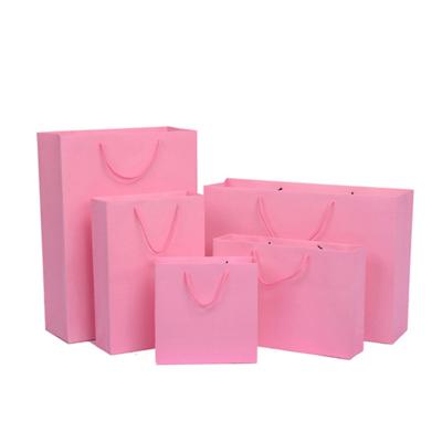 China Wholesale Custom Recyclable Luxury Pink Printed Logo Paper Gift Packaging Shopping Paper Bag for sale