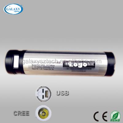 China Working Rechargeable Flashlight Micro USB LED Torch Light With Silver Wrap for sale