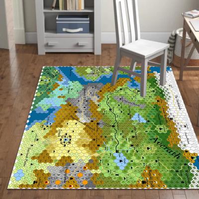 China Unti-skid Polyester Printed country map Area Rugs and Carpets living room center area rug playroom carpet for sale