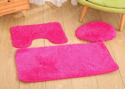 China 100% polyester  white color anti-slip   toilet seat cushion rugs for sale