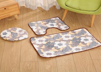 China polyester 3x bathroom non slip mat bath set pedestal toilet lid cover  absorbent soft  rugs for sale