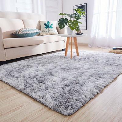 China Light Grey Fluffy Bedroom Living Room Area Rug Luxury Tie-dyed Hotel Center Carpet 2.4*3m for sale