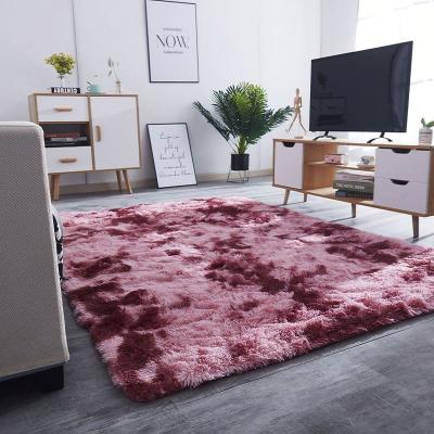 China Pink Fluffy Bedroom Playroom Area Fur Rug Luxury Tie-dyed Living Room Center Carpet 2*2.4m for sale