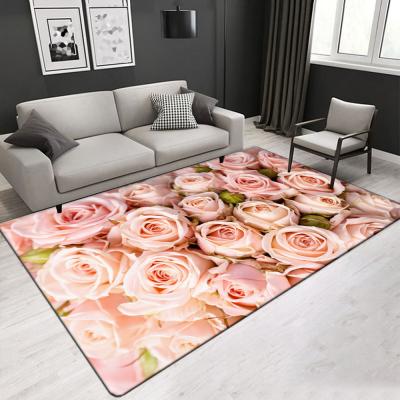 China Nature Landscape 3D Printed Flower Polyester Fiber Living Room Carpet Hotel Area Rugs for sale