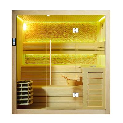 China Computer Control Panel Portable Steam Sauna Outdoor Solid Wood Red Cedar Sauna Sauna Room For 3 Person for sale