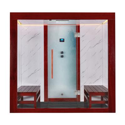 China Indoor Computer Control Panel 4~5 Person Sauna Room With 3 KW Steam Generator Decorate With Sabian Outer Frame And Inner Aluminum Plastic Plate for sale